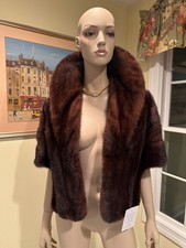 Small 6/8 Chocolate Brown Female Mink Real FUR STOLE WRAP Shawl SHRUG Bridal USA