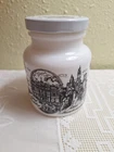 German Milk Glass Mustard Jar Lid Hengstenberg Senf Heidelberg Munchen Vintage