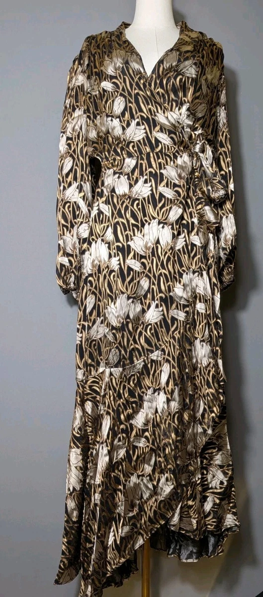 banana republic mesh long-sleeve maxi dress black floral botanical 817722 Ponte Puff-Sleeve Maxi Dress