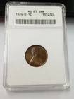 1924 D Lincoln Wheat Cent 1C ANACS MS61 BRN Soapbox Holder