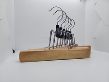 Vintage Lot of 6 Wooden Clamp Hangers Pants Skirt Trousers