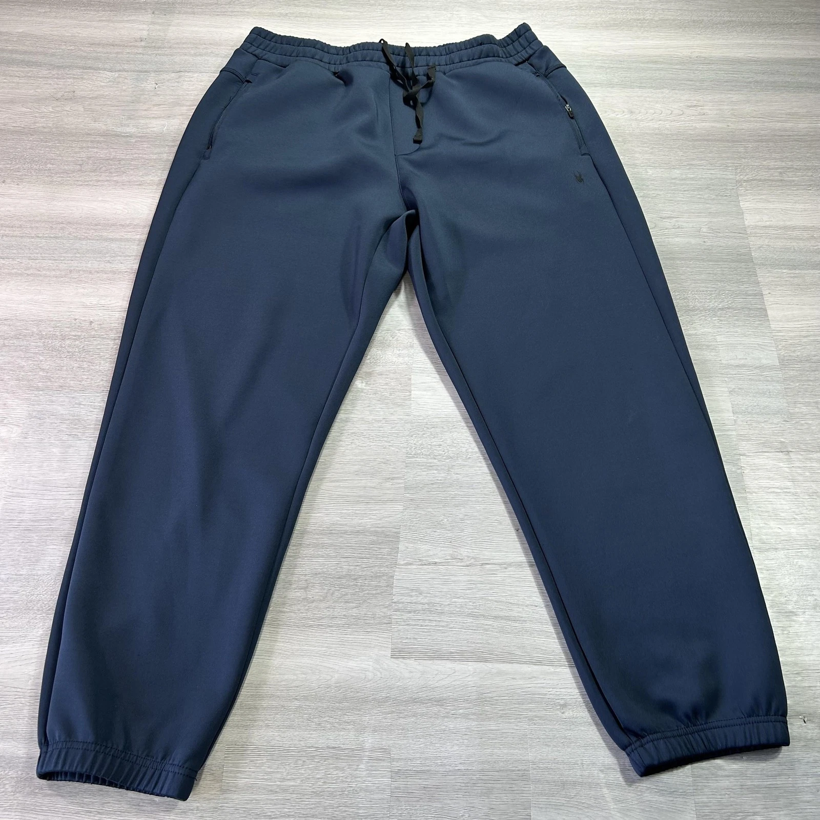 Spyder Active Pants Mens XL Blue Softshell Jogger Elastic Waist Zip Pockets