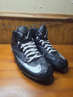 Nike Mens Lunar Code Pro Mid Football Cleats Black Silver 579669-002 Size 10.5
