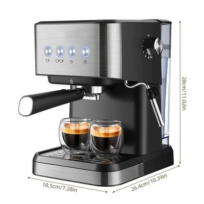 Espressomaschine 1350W 20 Bar Cappuccino Milchschaum Siebträger Retro Schwarz