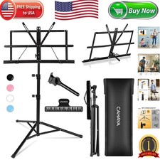 Durable Portable Music Stand with Clip - Lightweight  Foldable Up to 54.3"