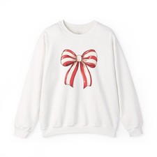 Festive Bow Crewneck Sweatshirt  Holiday Gift, Cozy Layer, Winter ... 