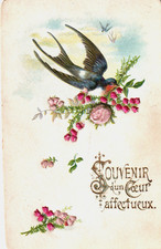 Präge-Bild-Karte 1905 - 70 x 115 mm -  Erinnerung an ein liebendes Herz