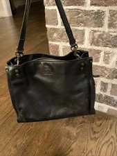 AMERICAN Leather Co. LENOX Triple Entry Satchel Shoulder Bag Purse Black 