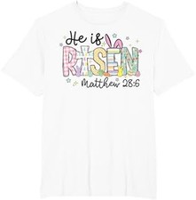 He is Risen Jesus Christian Happy Easter Women Kids Girls T-Shirt