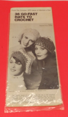 Go Fast Hats to Crochet 36 Patterns Woman's Day 1973 Brochure Pamphlet