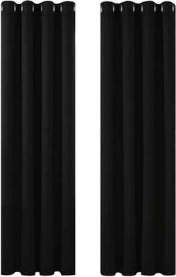 Deconovo Thermo Verdunkelungsvorhänge Ösen 52x63 Zoll schwarz Ring oben 2 Panel