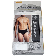 Eddie Bauer Men's XL White 100 Cotton Classic Low Rise Briefs Underwear 5 Pack