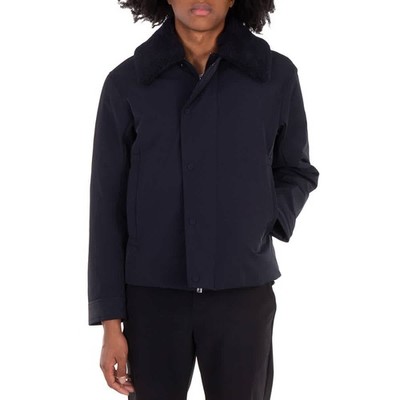 Emporio Armani Shearling Collar Nylon Twill Jacket
