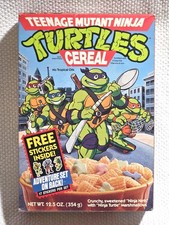 Vtg 1990 TMNT Teenage Mutant Ninja Turtles Cereal Box with RARE Stickers SEALED 