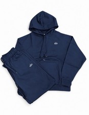 Alo Yoga Accolade Pullover Hoodie And Sweatpants Set Size M Navy