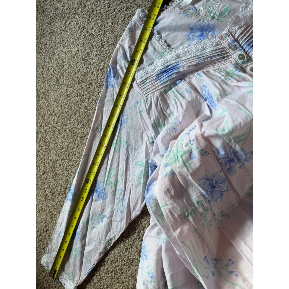 Eileen West Floral Nightgown Ballet Cottagecore Country Long Sleeve Lace Prairie - Image 4 of 4