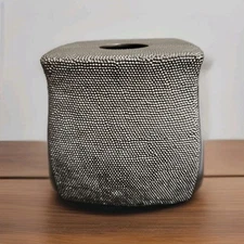 Sofia Vergara Tissue Box Cover Champagne Dream Gold Textured Square Vanity Bath