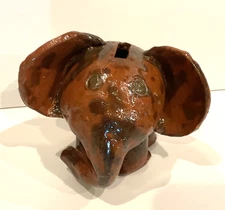 Mata Ortiz Pottery Signed Laura Q. SDP Sculpted Terracotta Elephant Bank