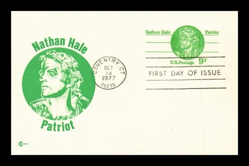 DR JIM STAMPS US FIRST DAY CARD NATHAN HALE PATRIOT COVER CRAFT CACHET