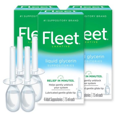 Fleet Liquid Glycerin Suppositories for Constipation 7.5 ml (Pack of 3) 