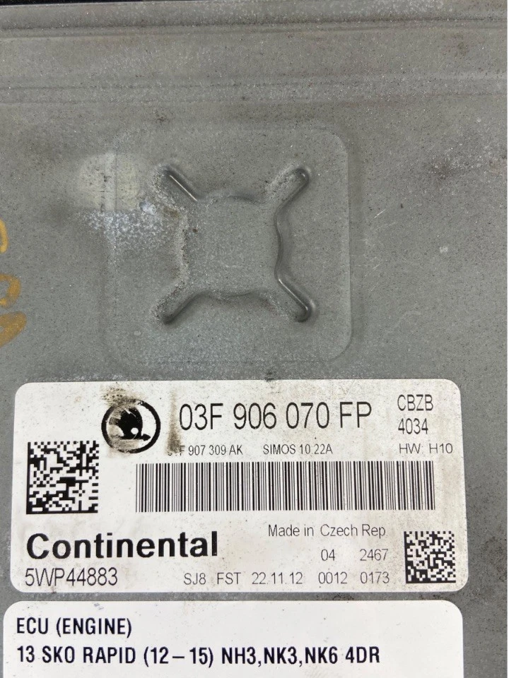 SKODA RAPID NH3,NK3,NK6 12-15 ECU (MOTORE) 03F 906 070 FP - Immagine 2 di 4