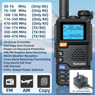 Quansheng UV-5R Plus EGZUMER AM FM USB 18 MHz-1.3 GHz VHF UHF HAM Two Way Radio