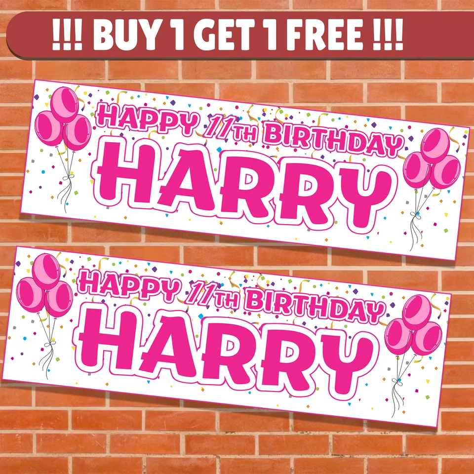 XPRESS.BUYERHUB 2x Personalised Birthday Banners Happy Birthday Any Name & Age Party Decoration