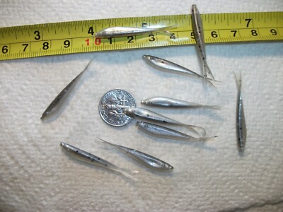100-1 1/2''CRAPPIE-PANFISH-SOFT MINNOW-GRUB-JIG-LURE-BAIT-SPLIT TAILS-fluke-scent