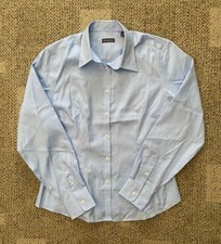 Womens Van Heusen LS Button Up Cotton Shirt Blue Size 12-14/Large No Iron