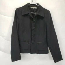 Equator Women's Size 6 Jacket Classic Black 5 Button Zipper Pockets (B5)