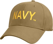 Coyote Brown US Navy Ball Cap Official Embroidered Gold USN Adjustable Hat