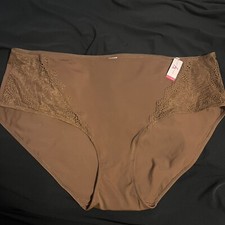 New Brown Ashley Stewart Plus Size Lacey Panties Sz 22/24 Nylon Spandex Silky