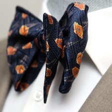 Men's Self-tied Bow Tie 100 Silk Big Butterfly S632 Orange Poppies