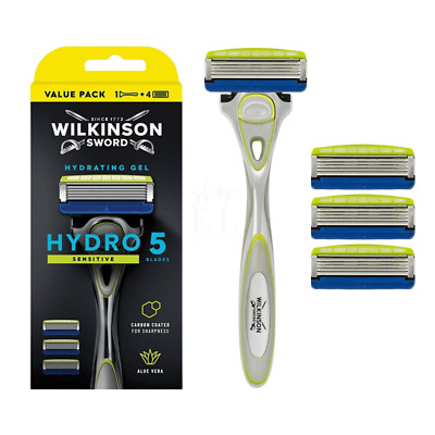 Wilkinson Sword Hydro 5 Sensitive Rasierer für Männer - Rasiergriff + 4 Klingen