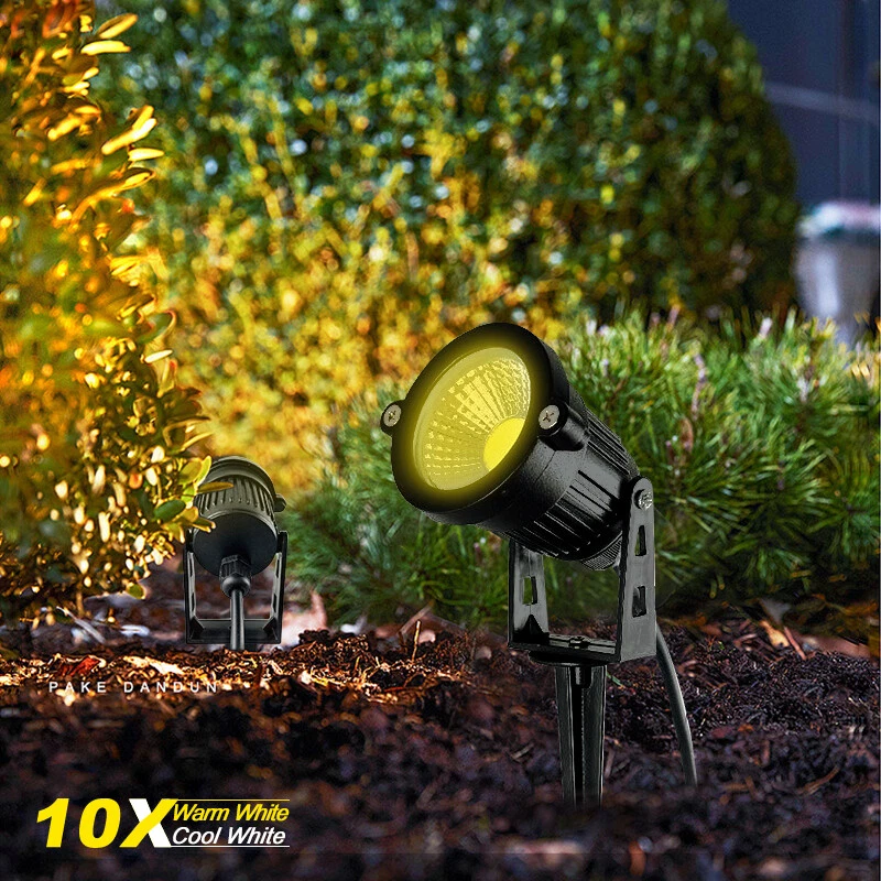 10X 12V 5W Landscape Spotlights Decorate Waterproof Warm/Cool White Outdoor LED