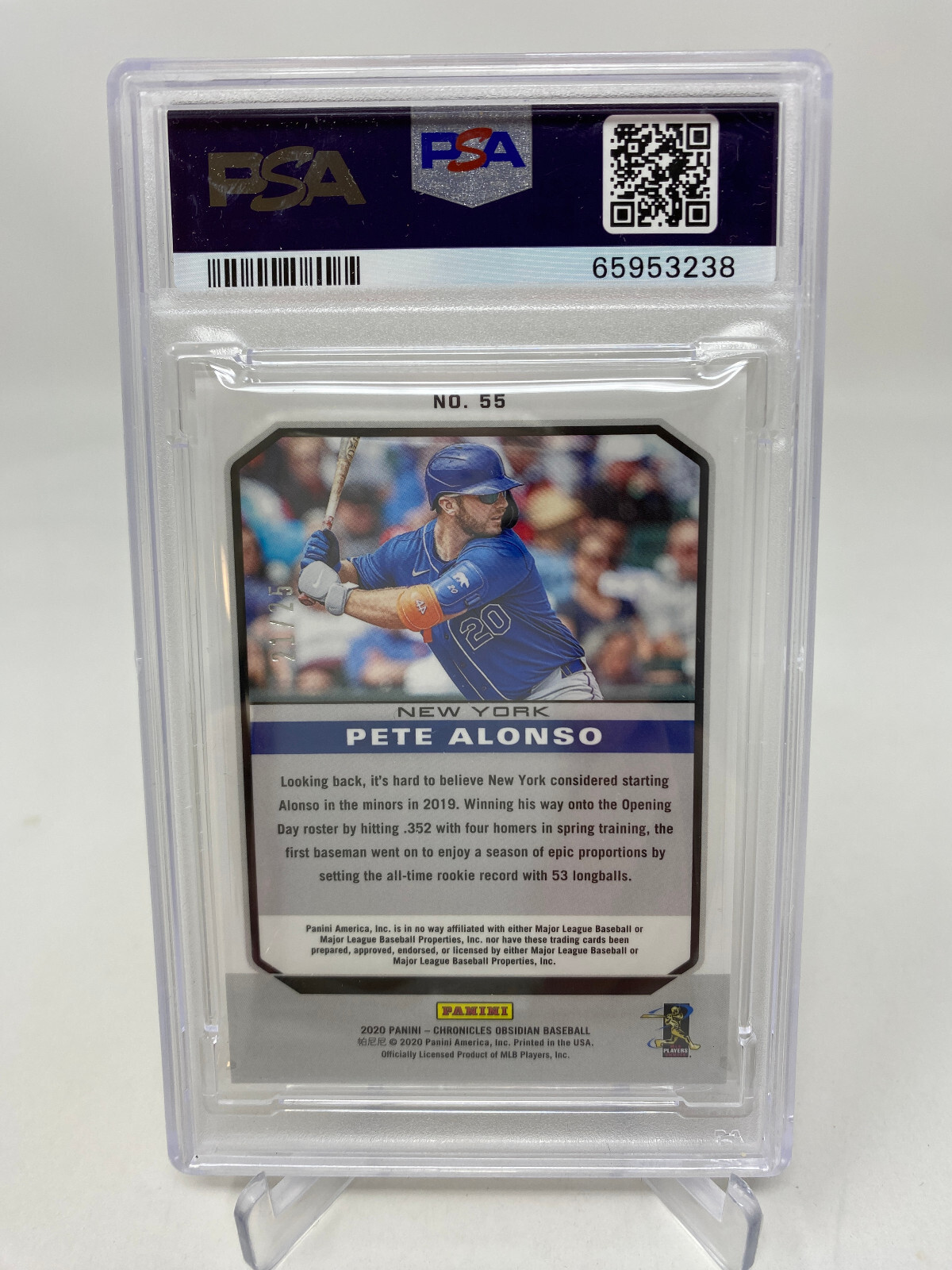 2020 Panini Chronicles #55 Pete Alonso Obsidian E/E Red Serial #21/25 PSA 9 view 7