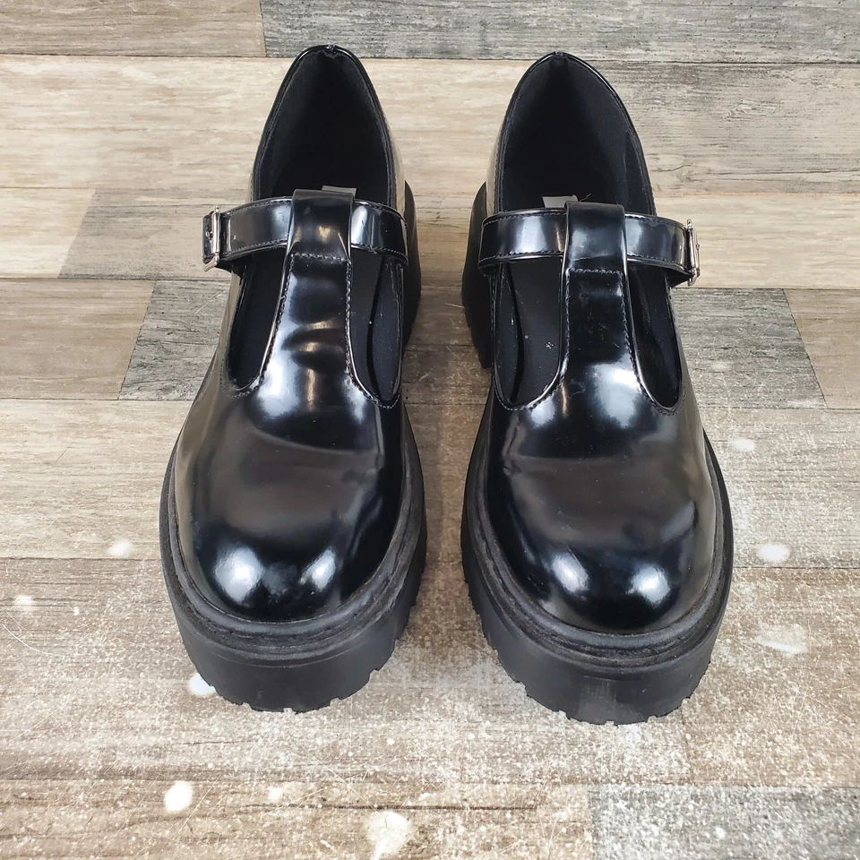 Zapatos Mocasines Steve Madden Kyria Mujer Talla 9 M Cuero Negro Punta Redonda Plataforma Foto 2 de 4