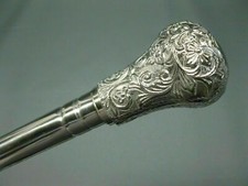 Steel Walking Hiking Stick Silver 92cm Cane handmade Noble luxury Stainless Gift