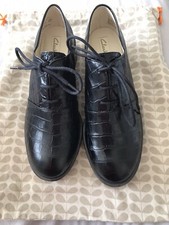 Clarks Orla Kiely Agatha Black Croc Lace Up Shoes BNIB Size 4
