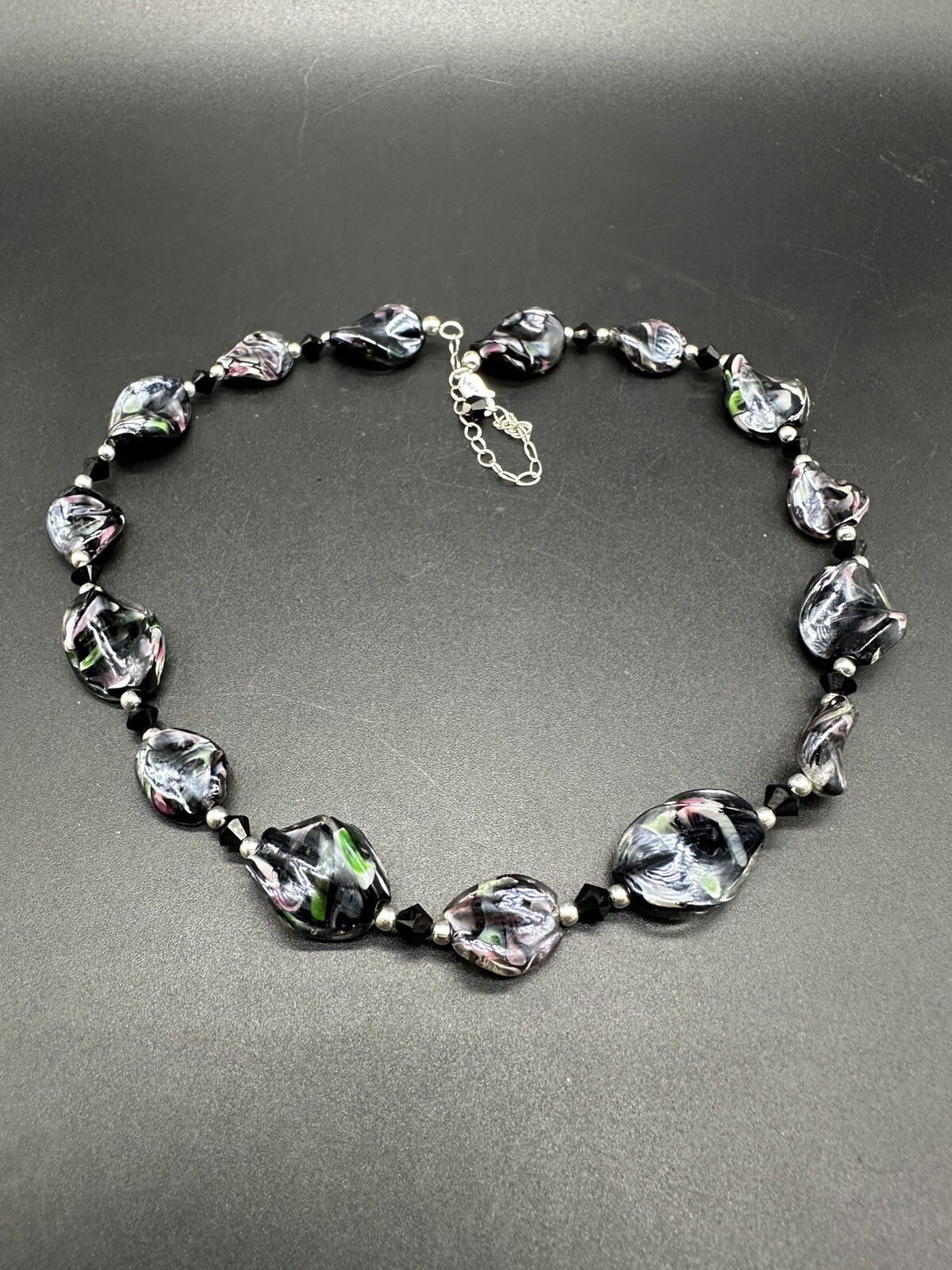 Sterling Silver Beaded Statement 20" Necklace 925 - image 1