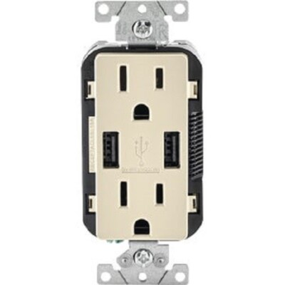 6-USB Charging Outlet Leviton Decor 3.6A 5V Lt Almond 2-Port USB Charging Outlet