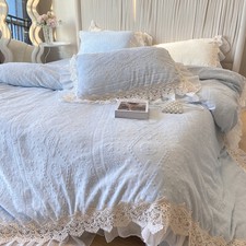Set lenzuola 4 pezzi 3D intagliato velluto latte doppio strato pizzo copripiumino lenzuola