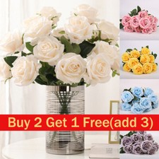10 Heads Silk Rose Artificial Fake Flowers Bouquet Wedding Garden Party Decor UK