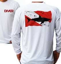 Diver Diving Flag Scuba Long Sleeve UPF 50 T-Shirt Water Sport Sun UV Protected