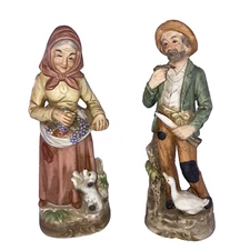 Homco Poor Grape  Man and Woman Farmers Figurines