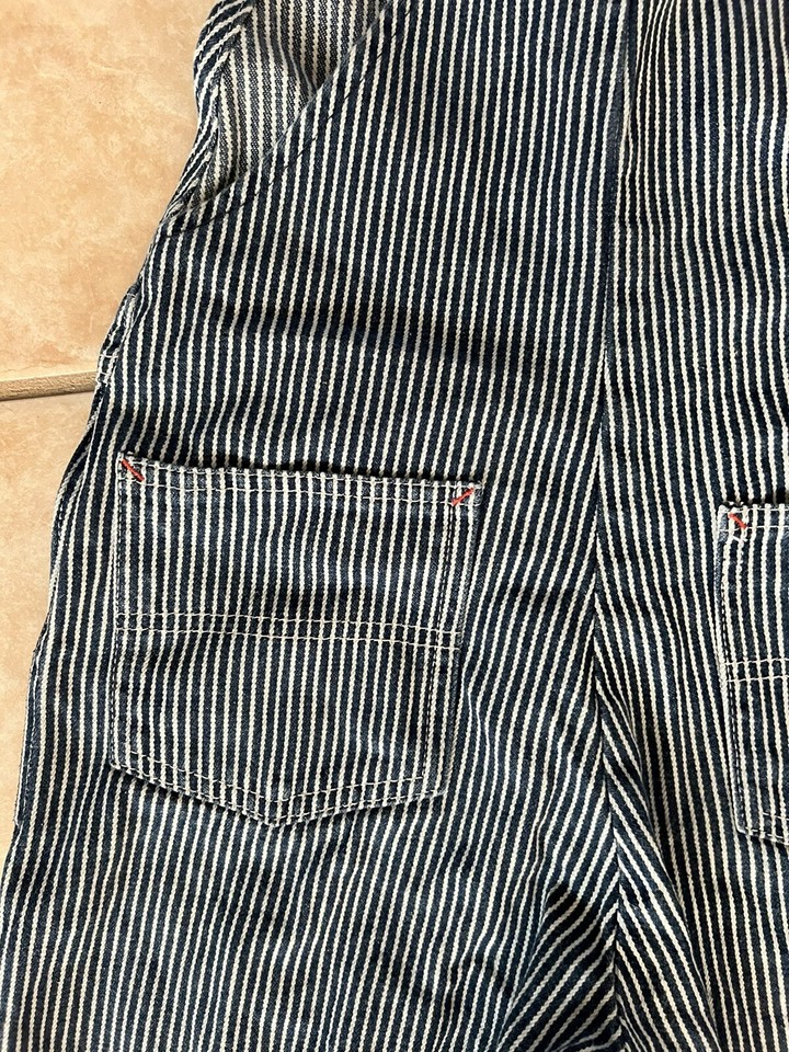 Round House Hickory Stripe Denim Bib Overalls Youth Size 10 eBay