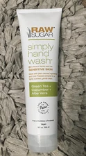 Raw Sugar Simply Hand Wash (1)Green Tea+Cucumber+Aloe Vera &(1)Mango 9oz.Total 2