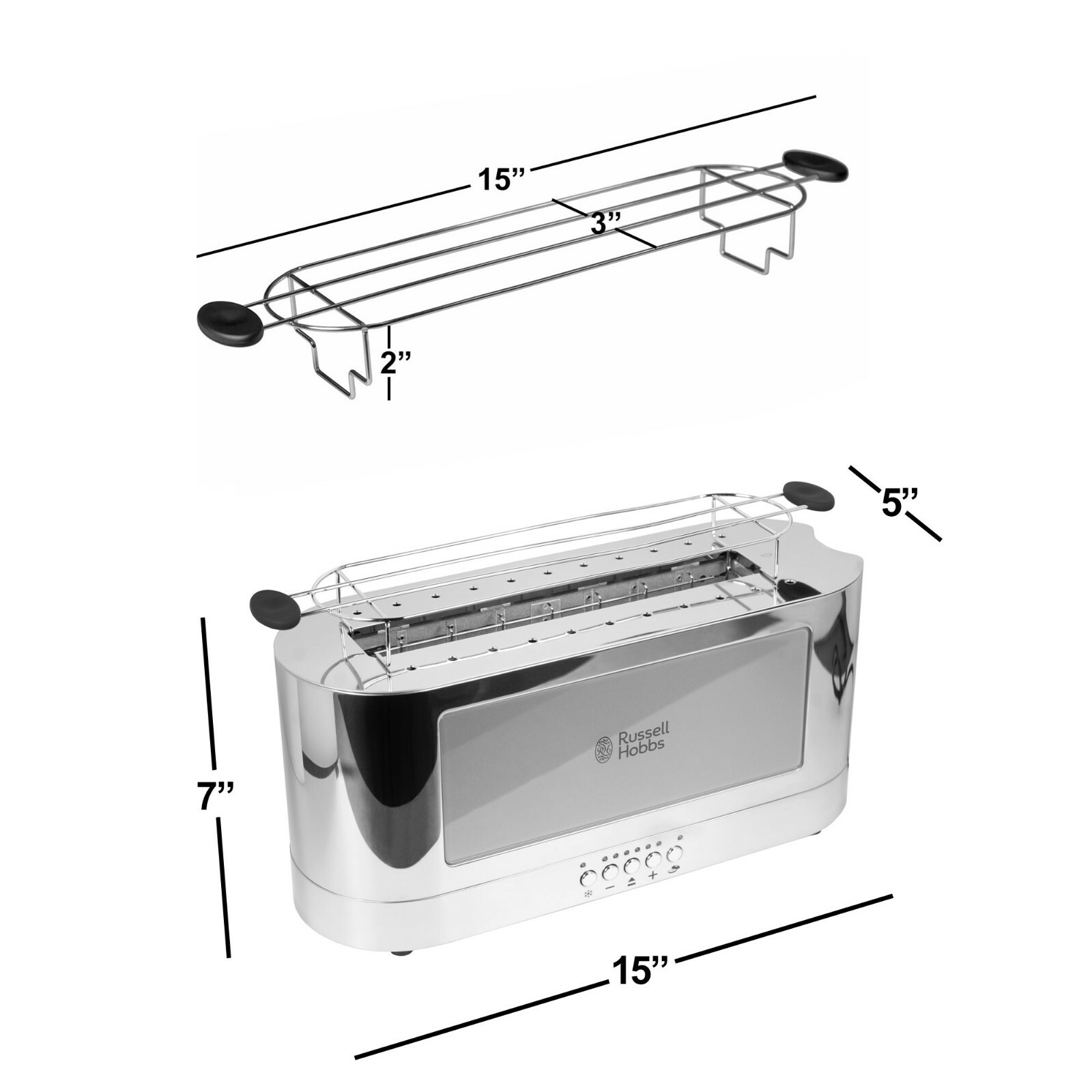 Russell Hobbs Glass Accent Long Toaster, Silver & Stainless Steel 2Slice eBay