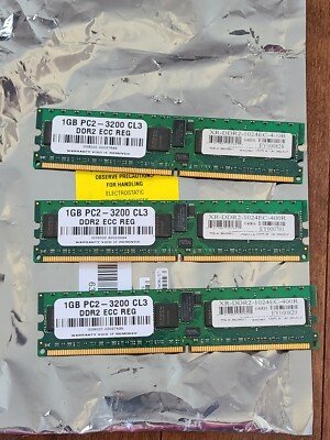 3GB (3 X 1GB) PC2-3200 CL3 DDR2 ECC REG Memory
