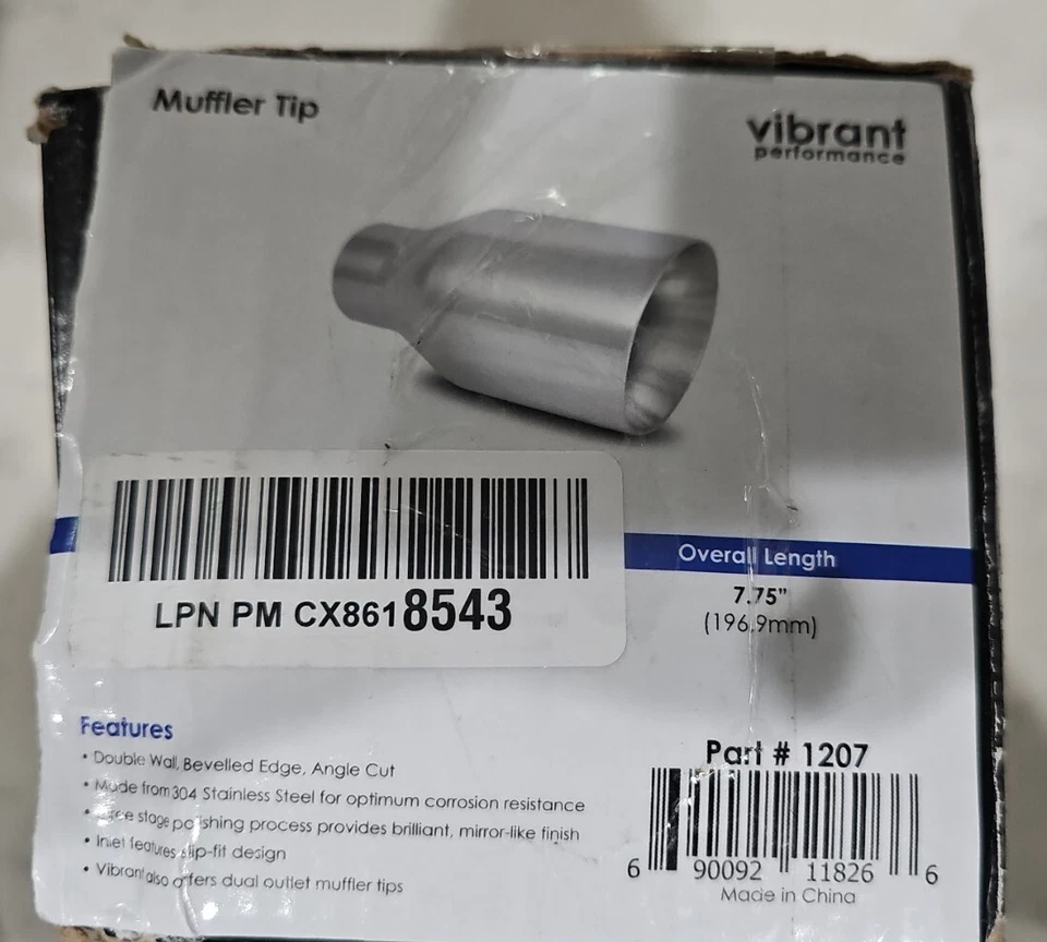 Vibrante punta de escape redonda SS 4 pulgadas (doble pared ángulo corte salida biselada) nueva Foto 2 de 3